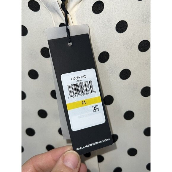 NWT Karl Lagerfeld Paris Suits Sleeveless Blouse Off White Black Size Medium T - Picture 2 of 8